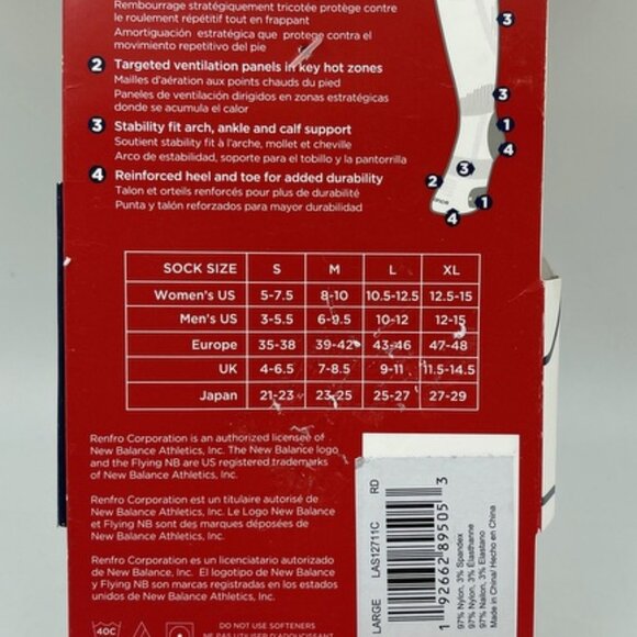 New Balance Over the Calf Baseball Socks Unisex Size Large 10-12 Adult RED - Picture 3 of 4